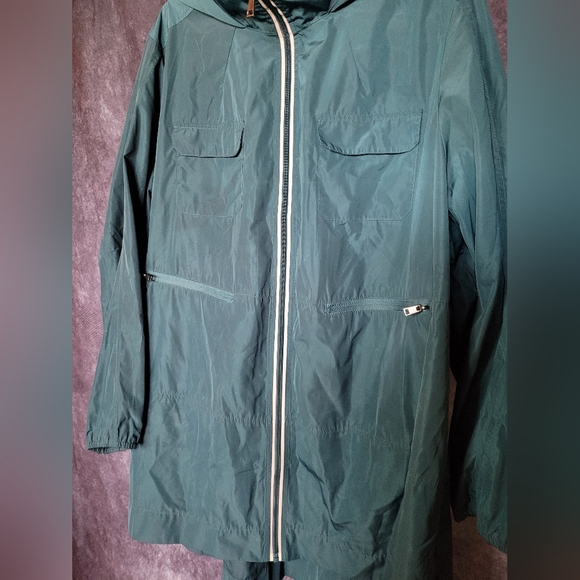 1X Plus Sized Zuda Teal Hooded Raincoat From LAURA - Picture 3 of 15